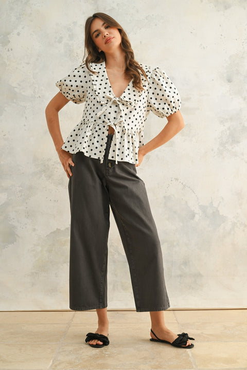 Penelope Dot Linen Blouse