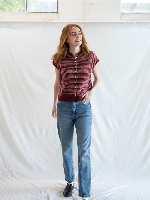 Piper Vest Cardigan | Striped