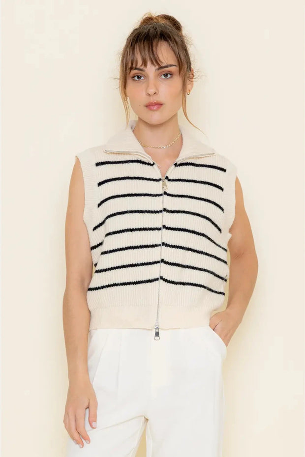 Bria Striped Zip Vest