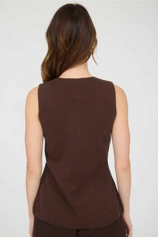 The Marlowe Button Top | Brown