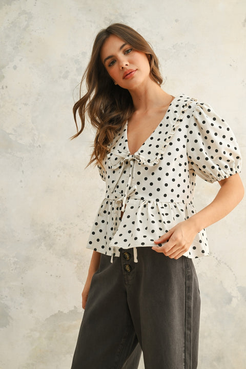 Penelope Dot Linen Blouse