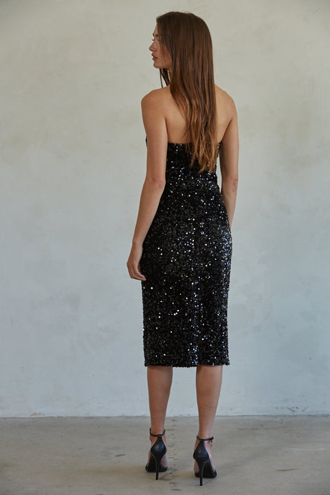 Like Lovers Black Sequin Midi