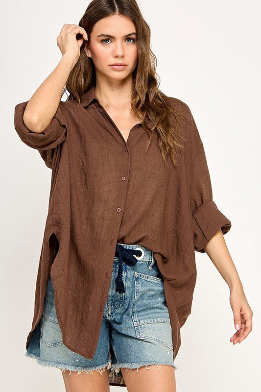 Bridget Button Down | Brown